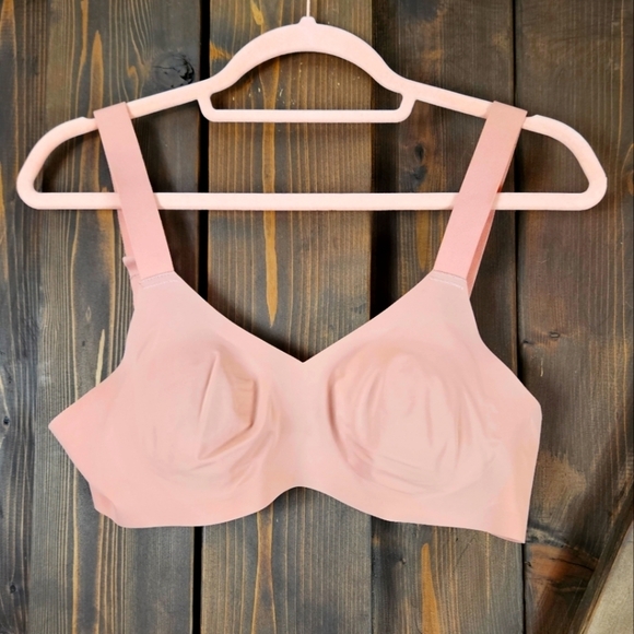 Knix Padded V-Neck Bra -  Adjustable Wide Strap Light Pink Size 2 36A - Picture 1 of 5